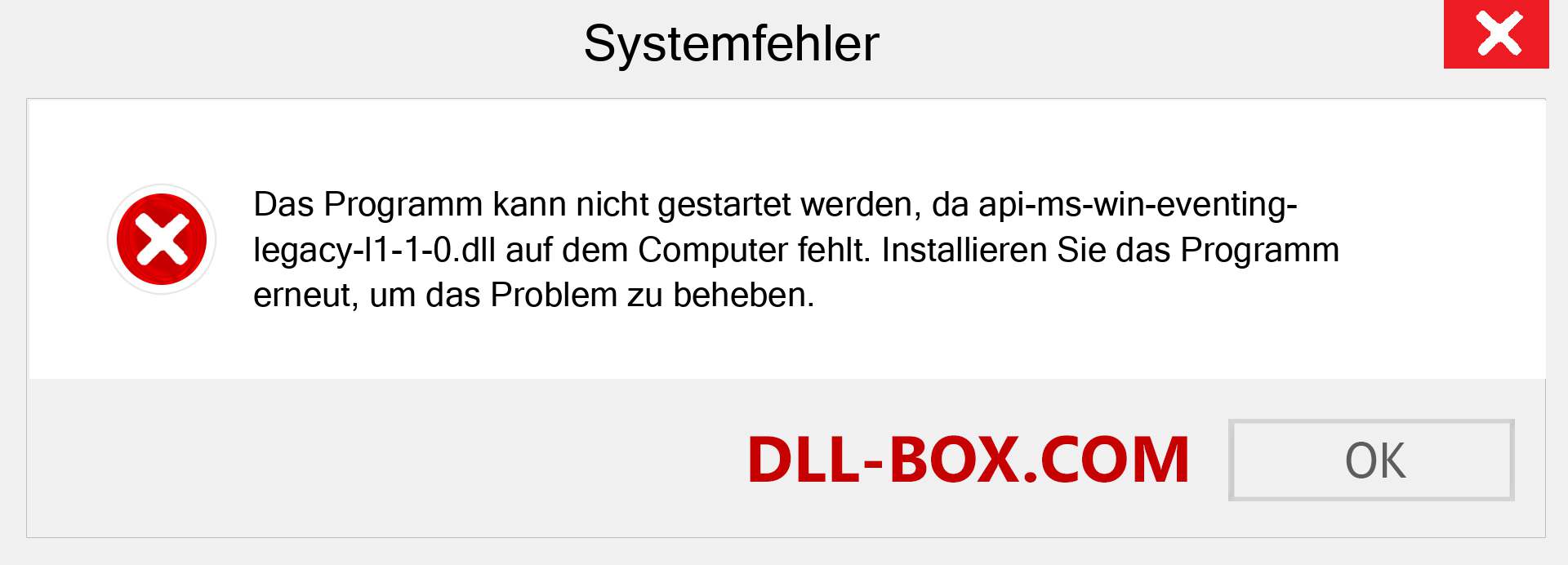 api-ms-win-eventing-legacy-l1-1-0.dll-Datei fehlt?. Download für Windows 7, 8, 10 - Fix api-ms-win-eventing-legacy-l1-1-0 dll Missing Error unter Windows, Fotos, Bildern